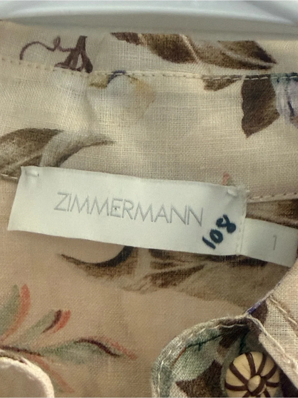 Zimmermann 'Coco' One-Piece Jumpsuit In Beige Linen With Multi Floral Women